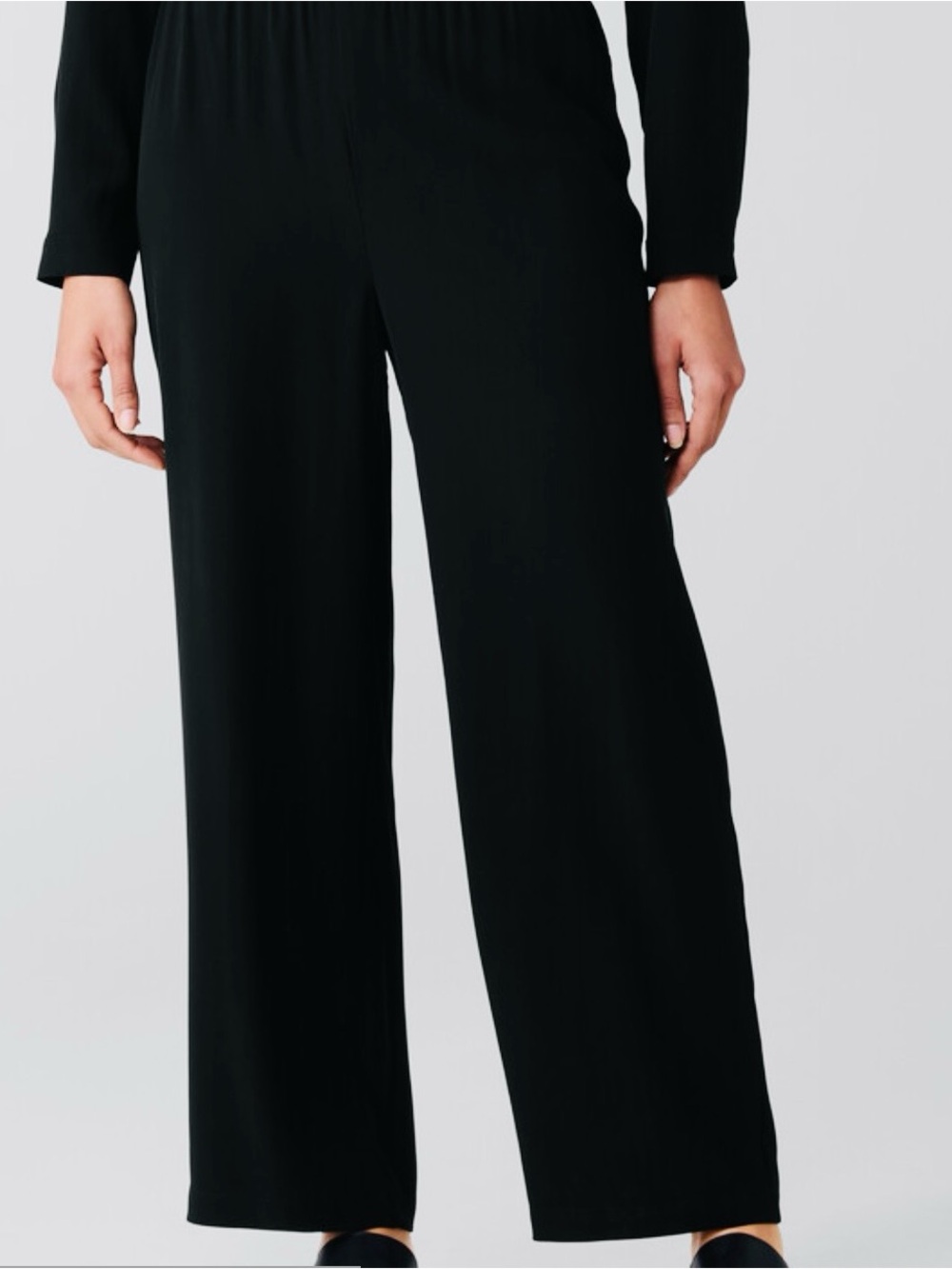 Eileen Fisher women’s black silk straight leg pants size M